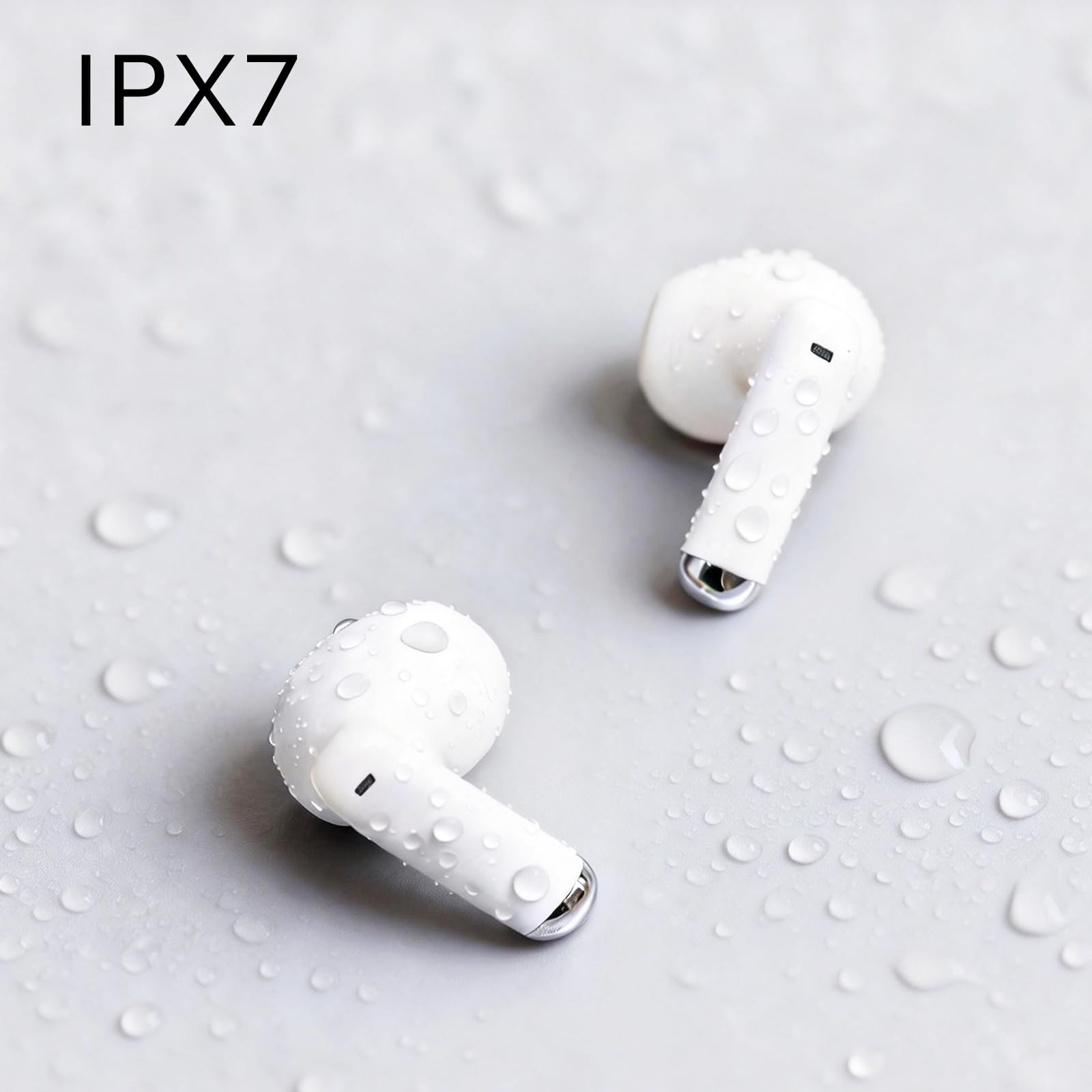yobola Cuffie Bluetooth 5.4, In-Ear Auricolari Wireless Hi-Fi Stereo con 4 Microfoni HD, Comodo Mini Controllo Tattile IPX7 Impermeabili USB-C 27 Ore Cuffiette per Smartphone/Portatili/Sport, Bianco