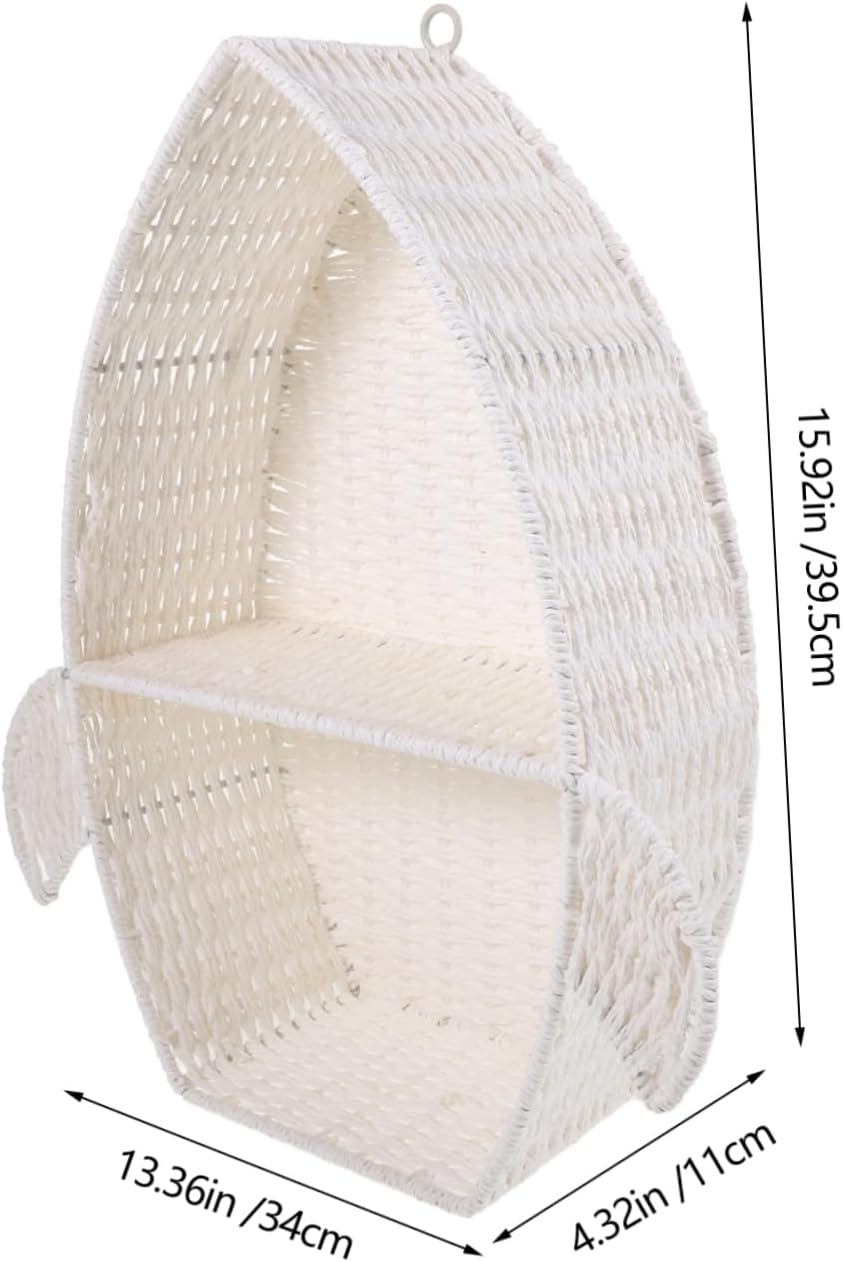 Homoyoyo Woven Wall Shelf Organizer Hanging Design for Home Decor Lightweight Storage Basket for Living Room Bathroom and Kitchen Modern Rattan Style Wall-Mounted Shelf