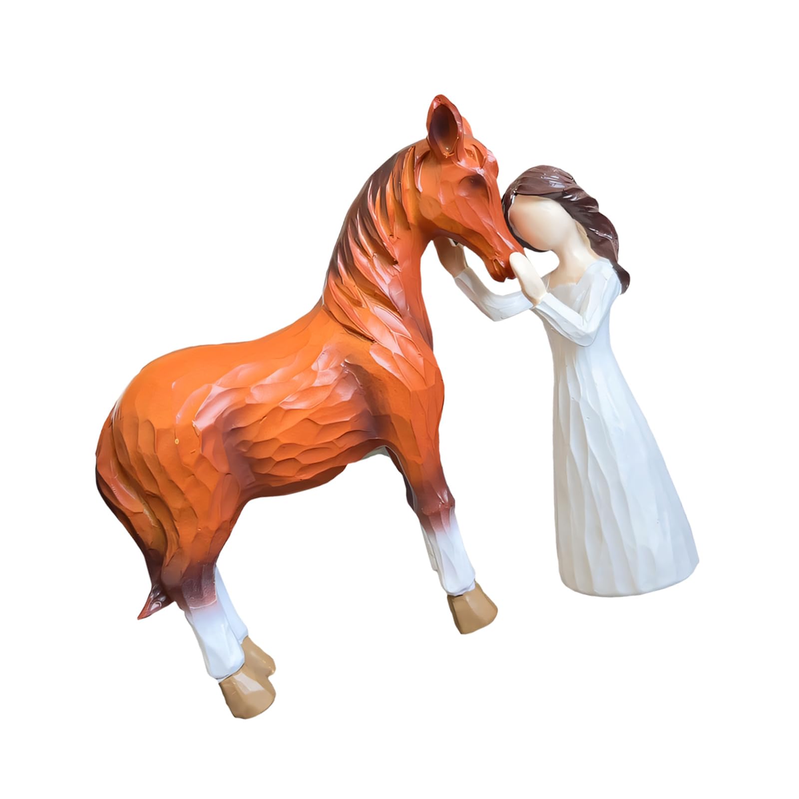 HZBB Girl Embraces Horse Statue Handcrafted Resin Sculpture for Home Offices Decor Collectible Ornament Memorial Gift Art Collectible Figurine