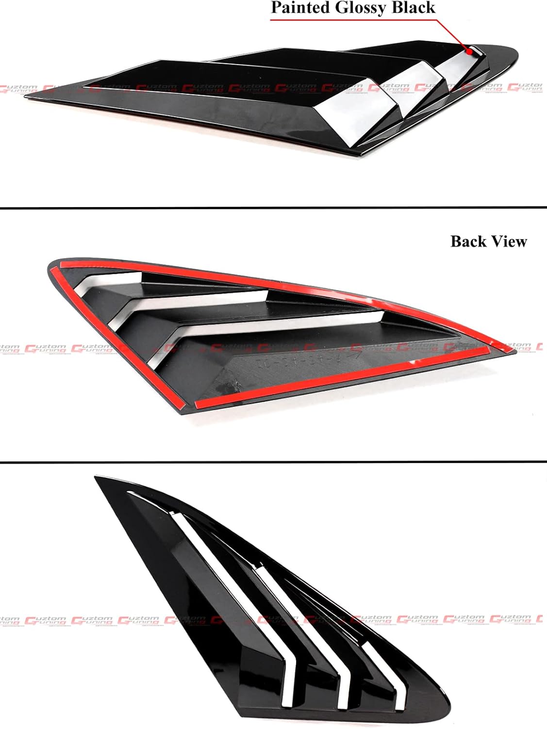 Gloss Black 1/4 Quarter Panel Rear Side Window Louver Trim Compatible for 2021-2023 Kia K5 LX LXS GT