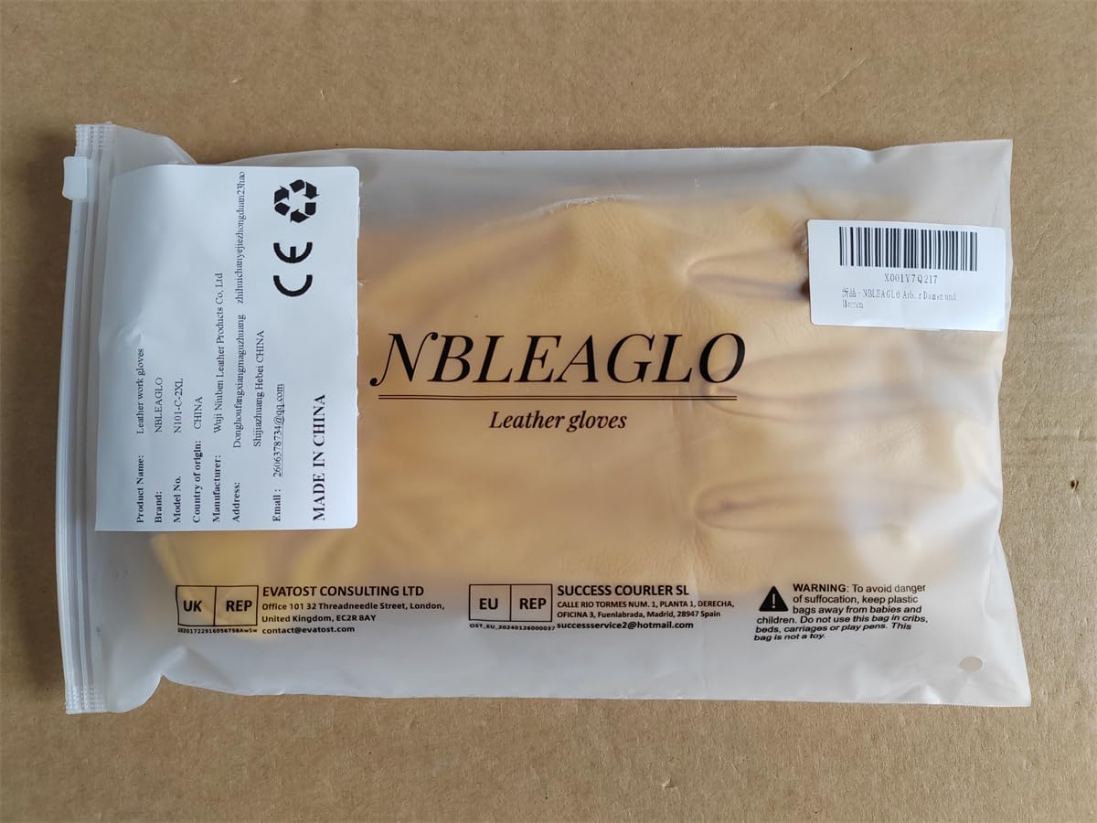 Cowhide Leather Work Gloves for Construction, Yardwork, Gardening with Reinforced Palm for Men & Women - Image 2