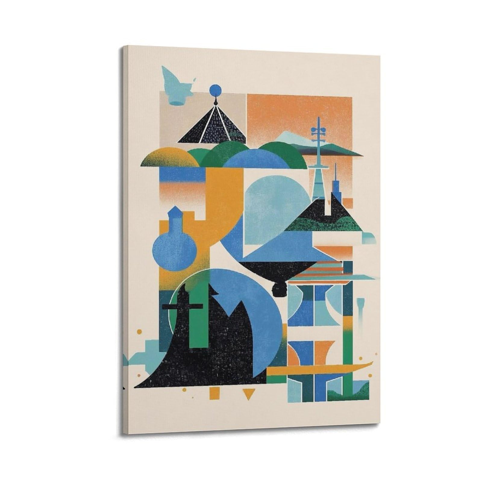XKUGA Brasília City Abstract Geometric Skyline Poster Travel Style Modern Decorative Canvas Prints - Ideal Wall Art for Family, Man Cave, Game Room, Boys & Girls Bedroom 24x36inch(60x90cm)