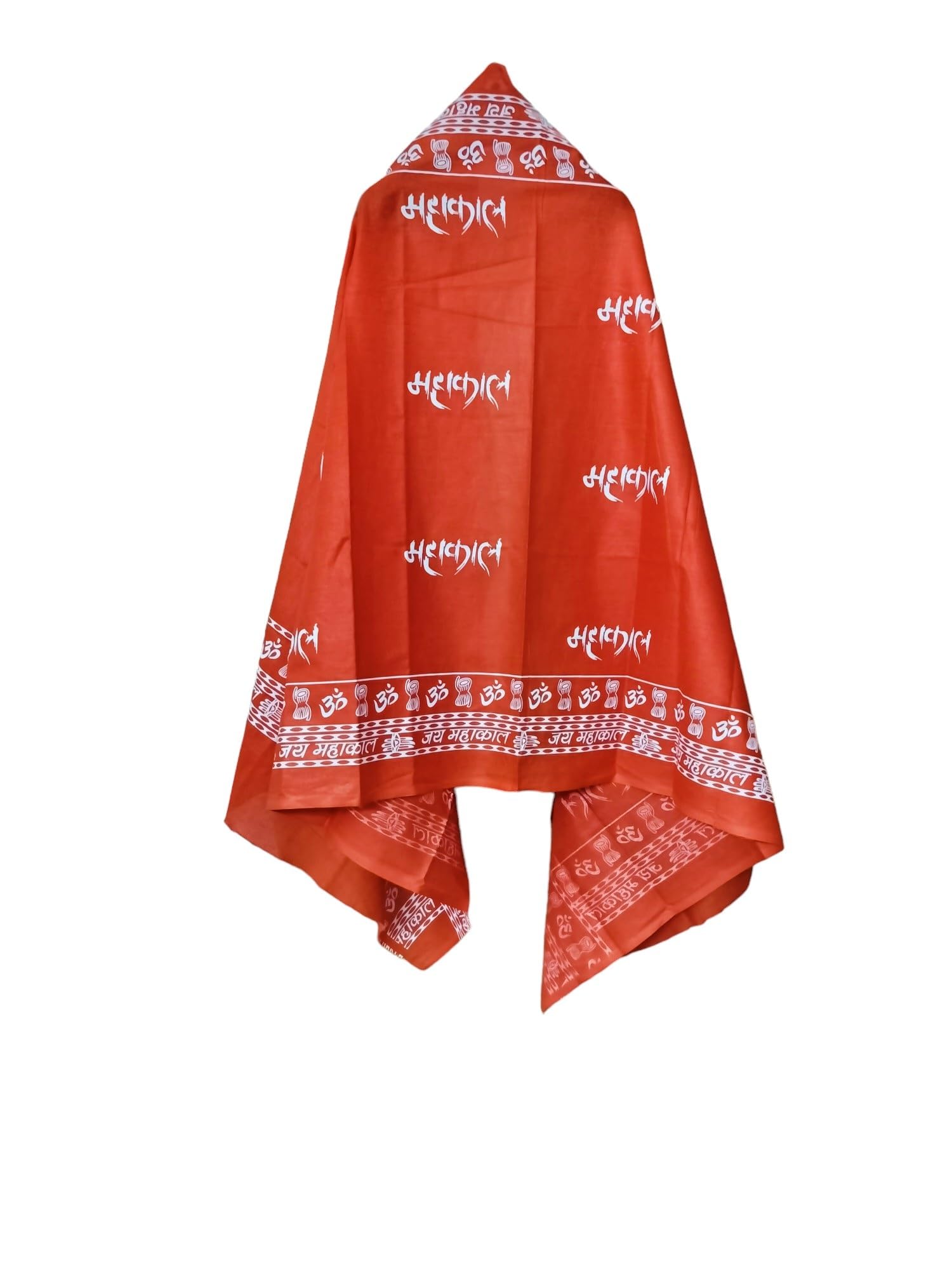 Desi Legacy Mahakal Cotton Shawl/Stole Lightweight Pure Cotton Fabric for Puja, Meditation & Daily Wear (orange, 180 x90 cm)-image-5