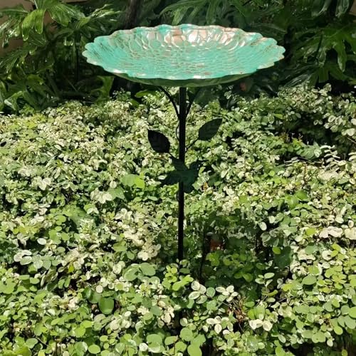 Vogeltränke Stehend Groß, 30 x 80 cm Ultra Rostfrei Robust Langlebig Vogelbad Garten, Metall Vintage Vogeltränke Garten Wassertränke für Vögel, Bird Bath Vogelbad Futter Schale Stehend Winterfest (03)