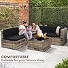 KROFEM 8-Piece Patio Furniture Set, Outdoor Wicker Rattan Sectional with Thick Cushions, Glass Top Table with Hidden Storage, Outdoor Conversation Set for Backyard, Porch, Patio, Black #2