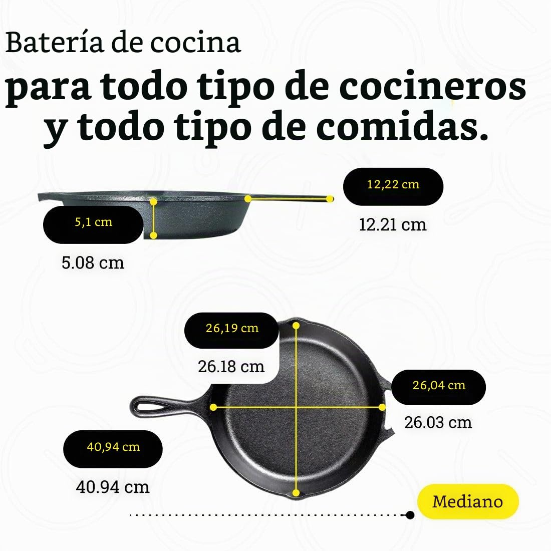 Lodge Juego de sartenes de hierro fundido presazonadas, el juego incluye sartén de 8 pulgadas, sartén de 10.25 pulgadas y sartén de 12 pulgadas, 3 piezas