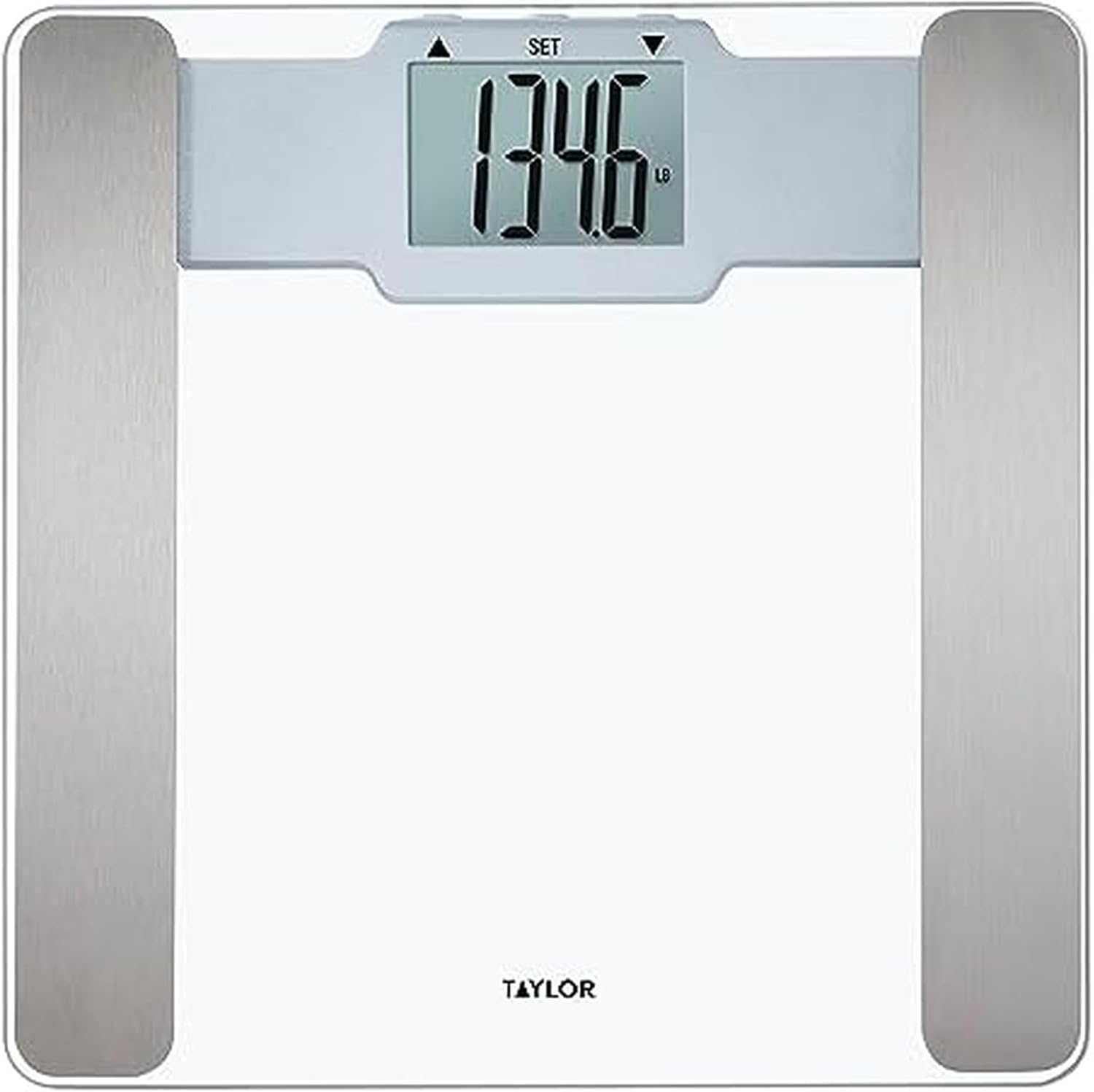 Taylor Digital Body Composition Bathroom Scale – 11.8" Tempered Glass Platform, 400 lb Capacity Weight Monitor with Athlete Mode, 6 User Recognition & Body Analysis Features (Clear)