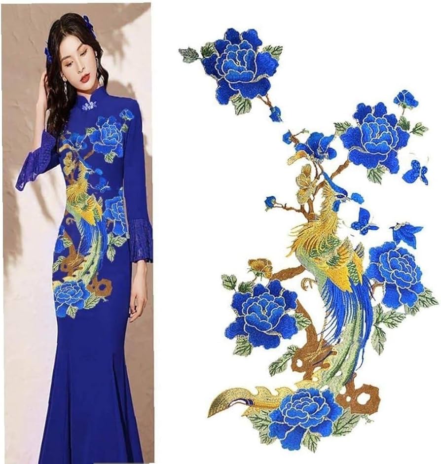 【絶版品】 花売り　刺繍パッチ Amazon | 牡丹花 鳳凰 ブーケ クラフト パッチ 刺繍入り