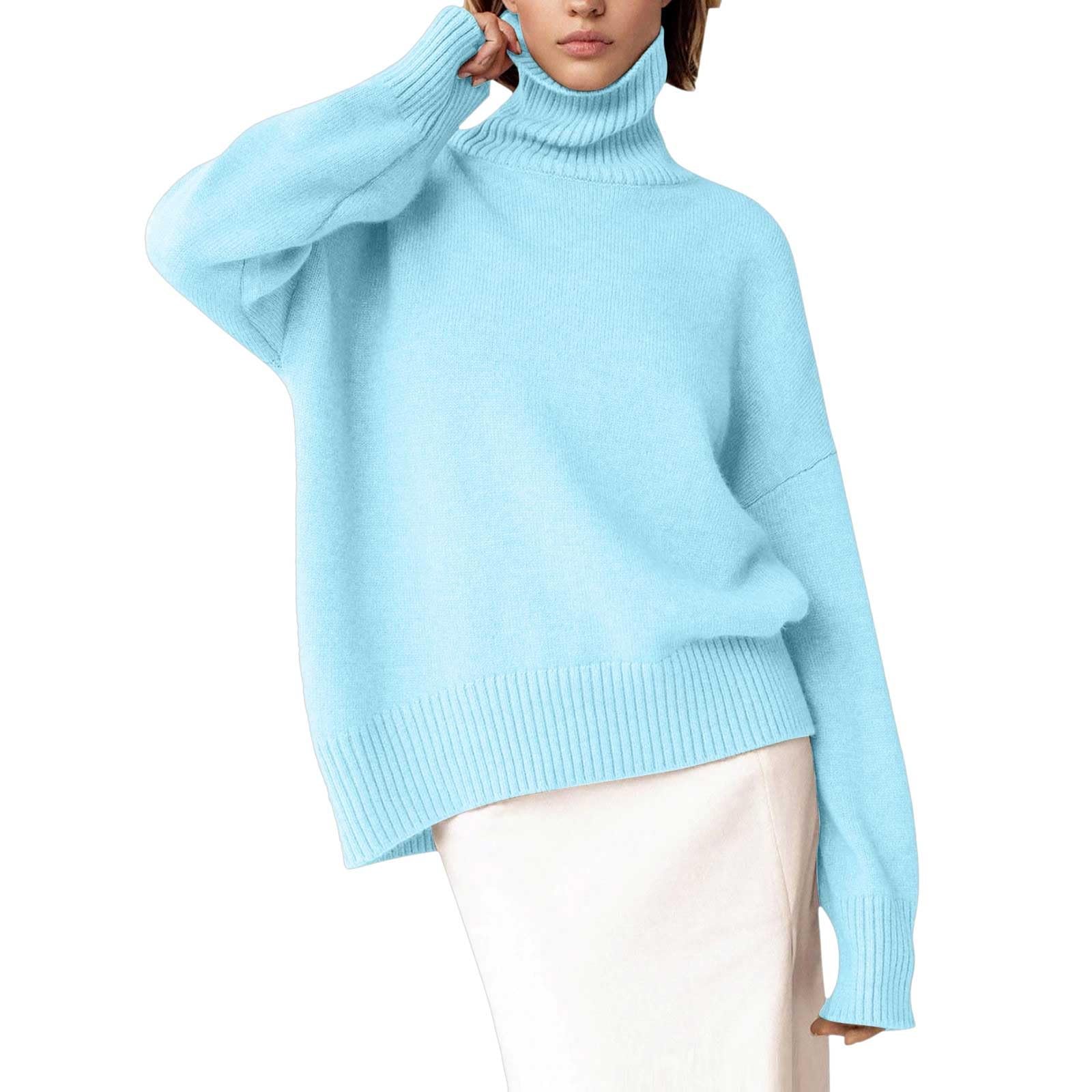 Damen Rollkragenpullover Basic - Weicher Winterpullover Langarm In Einfarbig