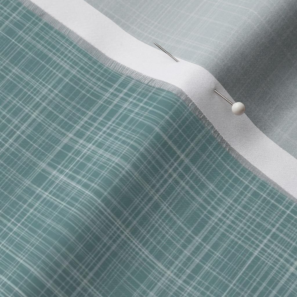 Spoonflower Fabric - Teal Linen Texture Solid Color Bedding Printed on Organic Cotton Sateen Fabric by The Yard - Sewing Quilting Apparel Home Decor