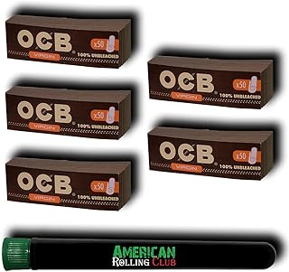 OCB Virgin Tips for Cigarette Paper Tips | 5pk, 50 tips per pack, 250 Total Tips | Includes ARC Saver