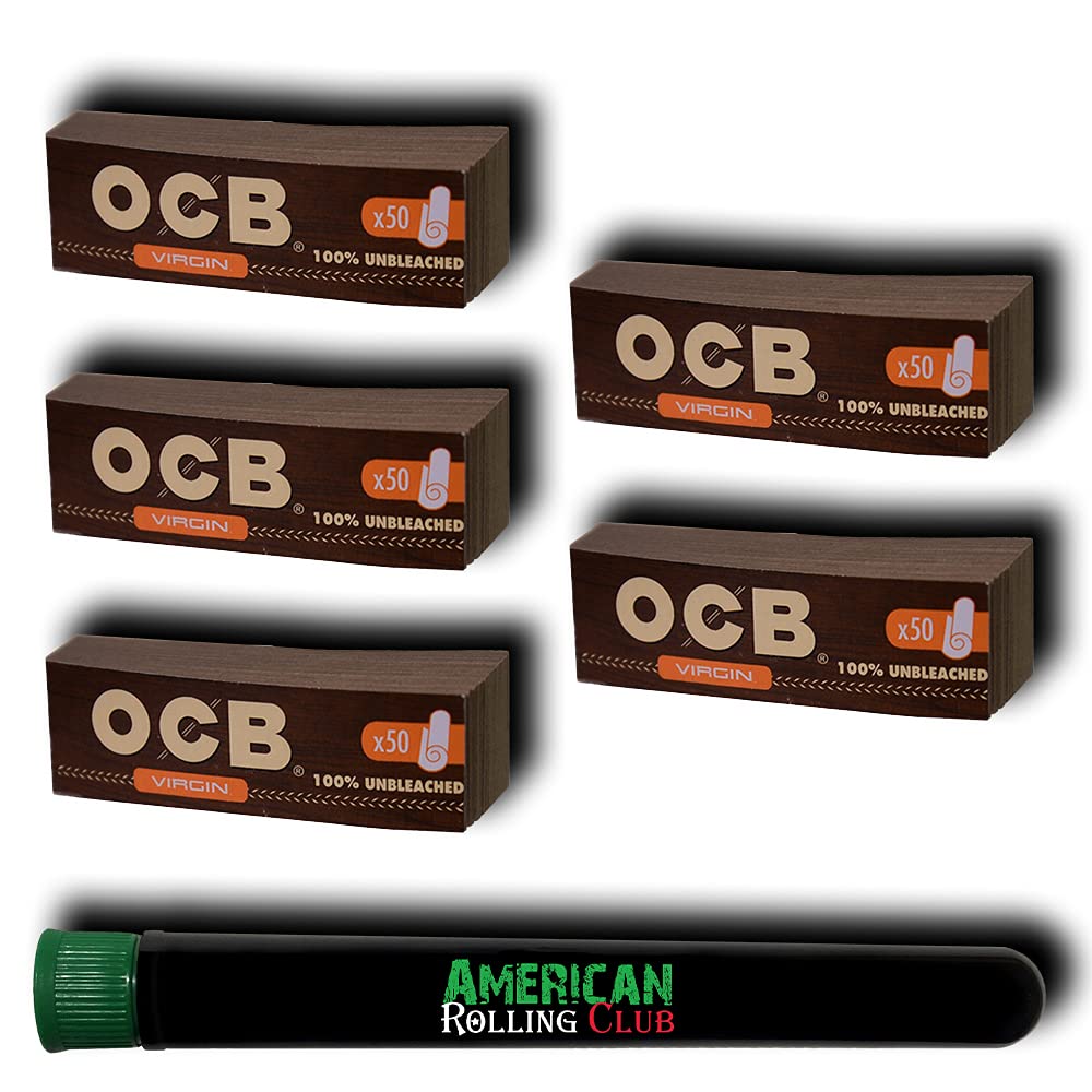 OCB Virgin Tips for Cigarette Paper Tips | 5pk, 50 tips per pack, 250 Total Tips | Includes ARC Saver