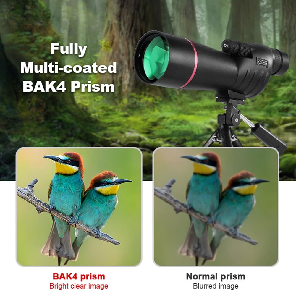 Cwmiibili Zoom 25x-75x Spotting Scope HD Monocular Powerful Telescope Waterproof Long Range with Tripod for Bird Watching Camping
