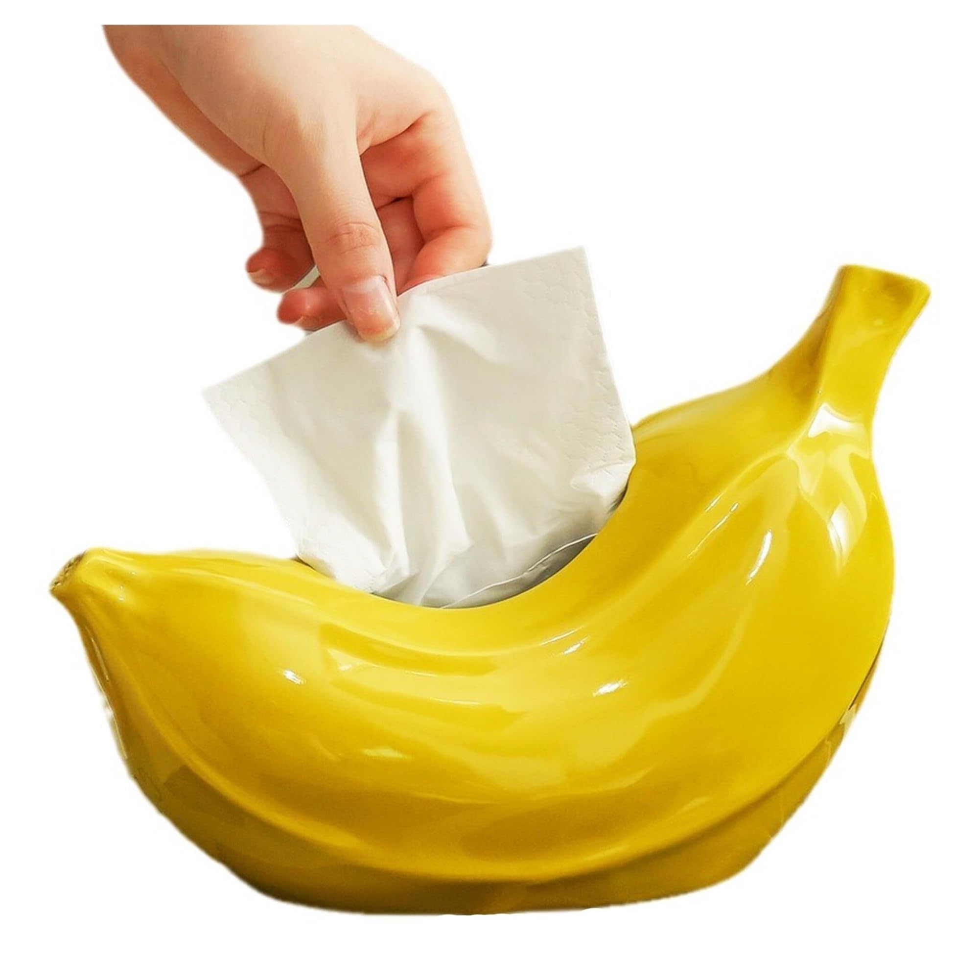 Boîte à mouchoirs en céramique robuste et stable au design banane amusant