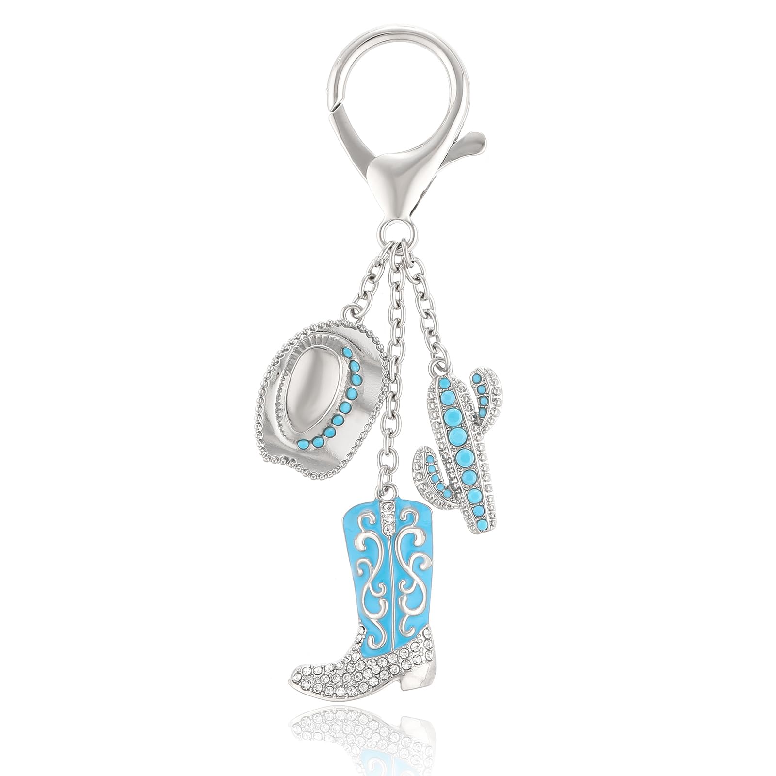 Firopia Keychain Bag Charms Car Keyrings | Purse Handbag Charms for Women | Fruit Bag Key Chain Accessories Gift, Blue Cowboy Boots