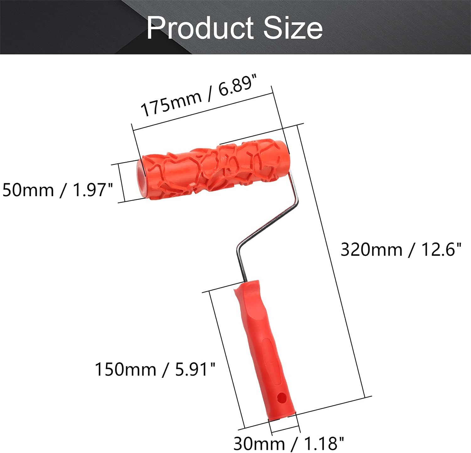 Utoolmart 7" Home Wall Rubber Paint Roller 175mm Wooden Grain Painting Roller with Plastic Handle 1Pcs