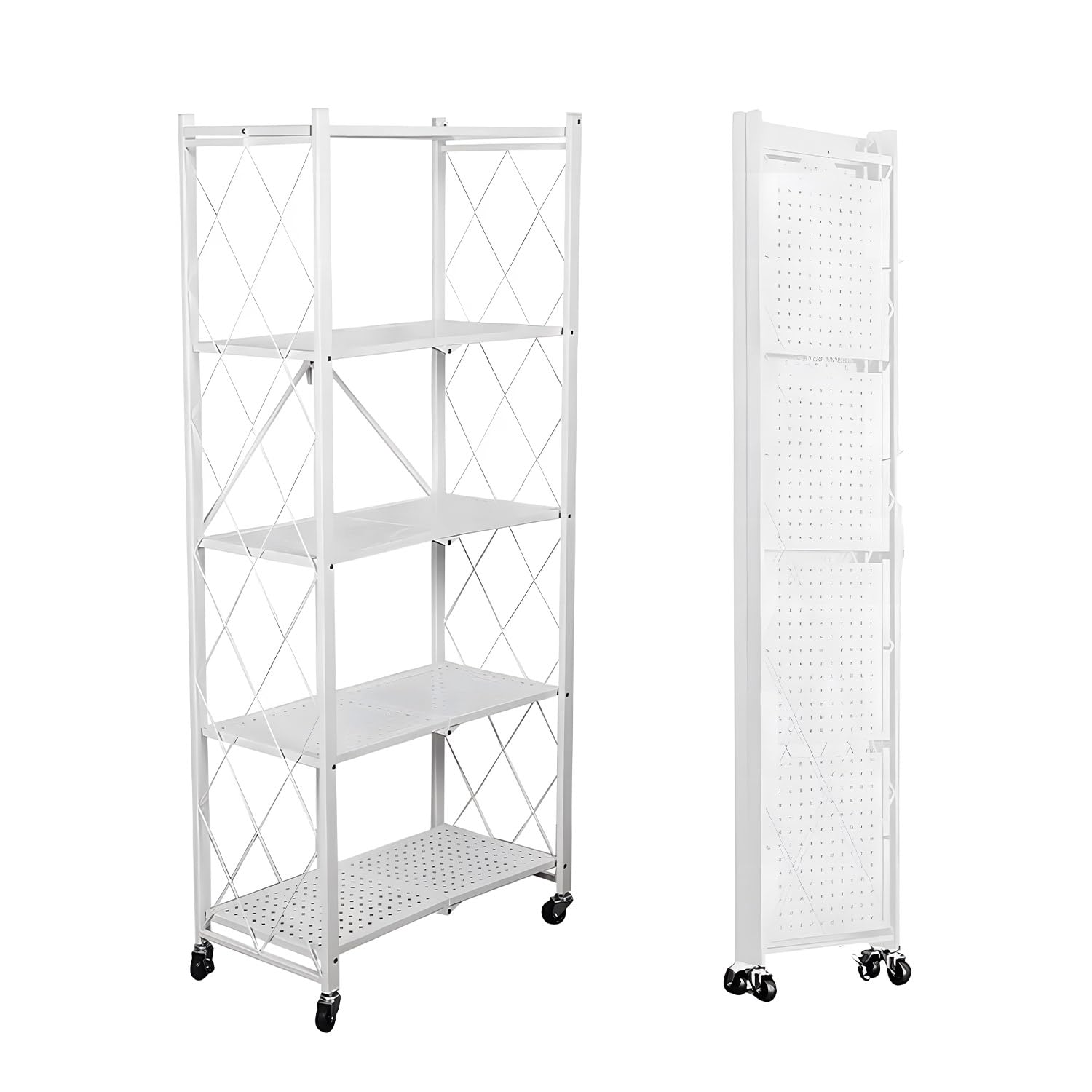 étagère pliable 5 niveaux à roulettes