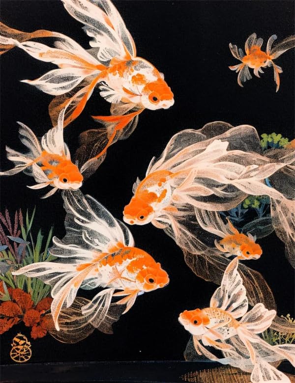 Amazon | クロスステッチ 図案印刷 金魚 14ct 刺しゅうセット 刺繍