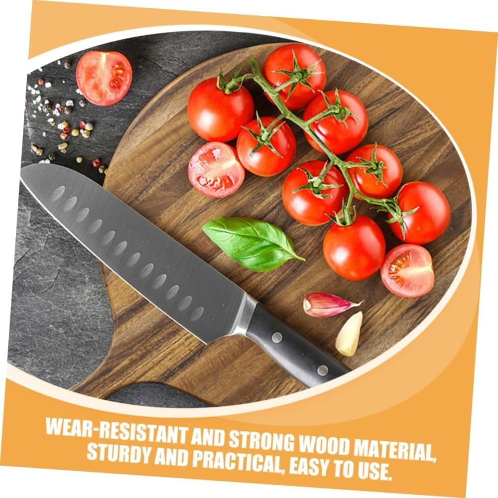 木製ラウンドカッティングボード &ndash; ピザ、パン、フルーツを盛り付けるのに最適な、滑らかで天然の木製トレイです。 [並行輸入品]