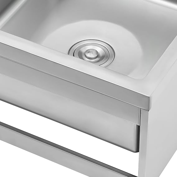 Stainless Steel Mop Sink, Utility Floor Mount Mop Basin Single Bowl Basin Sink Rapid Drainage Filter Basket Smooth Edges Anti-Slip Plastic Feet for Washing Vegetables, Fruit, Pots