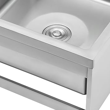 Stainless Steel Mop Sink, Utility Floor Mount Mop Basin Single Bowl Basin Sink Rapid Drainage Filter Basket Smooth Edges Anti-Slip Plastic Feet for Washing Vegetables, Fruit, Pots
