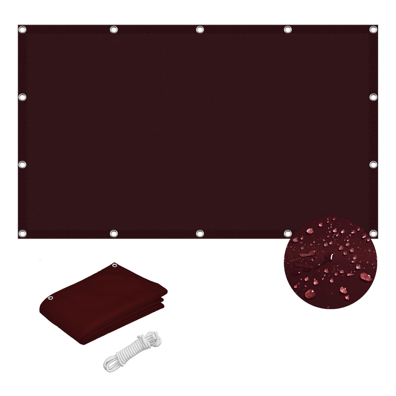Voile d'ombrage imperméable pour ombrager une piscine ou une pergola en été couleur vin rouge