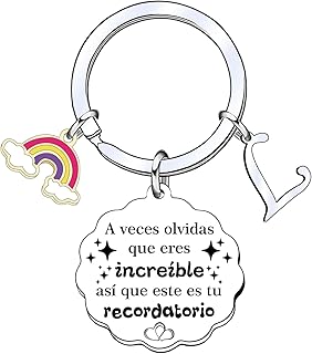 YUANSI Regalo Llavero inspirador, Llavero colgante de plata A-Z 26 letras iniciales A Veces Olvidas Que Eres Increíble, as...