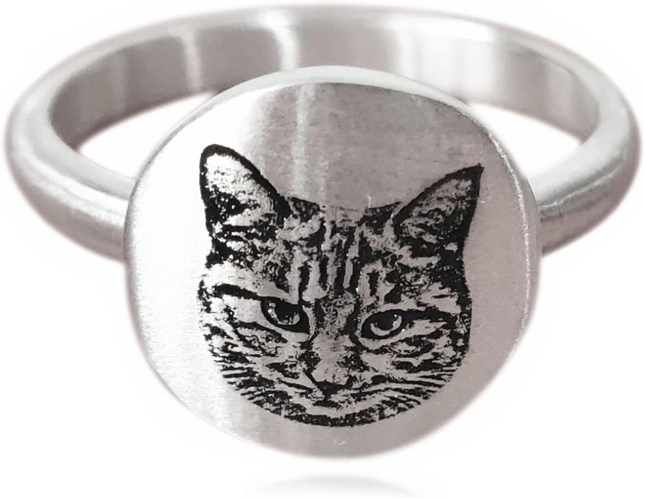 Personalized Pet Ring, Sterling Silver Memorial Gifts for Loss of Dog Cat Sympathy Gift, Customized Photo Engraved Remembrance Jewelry Keepsake, Custom Dog Mom Gifts for Women