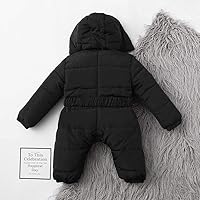 Vista 5 de Chaqueta con capucha para niño, abrigo para bebé, ropa exterior cálida para niña, invierno para niños, nieve (P-Negro, 6-9 meses)