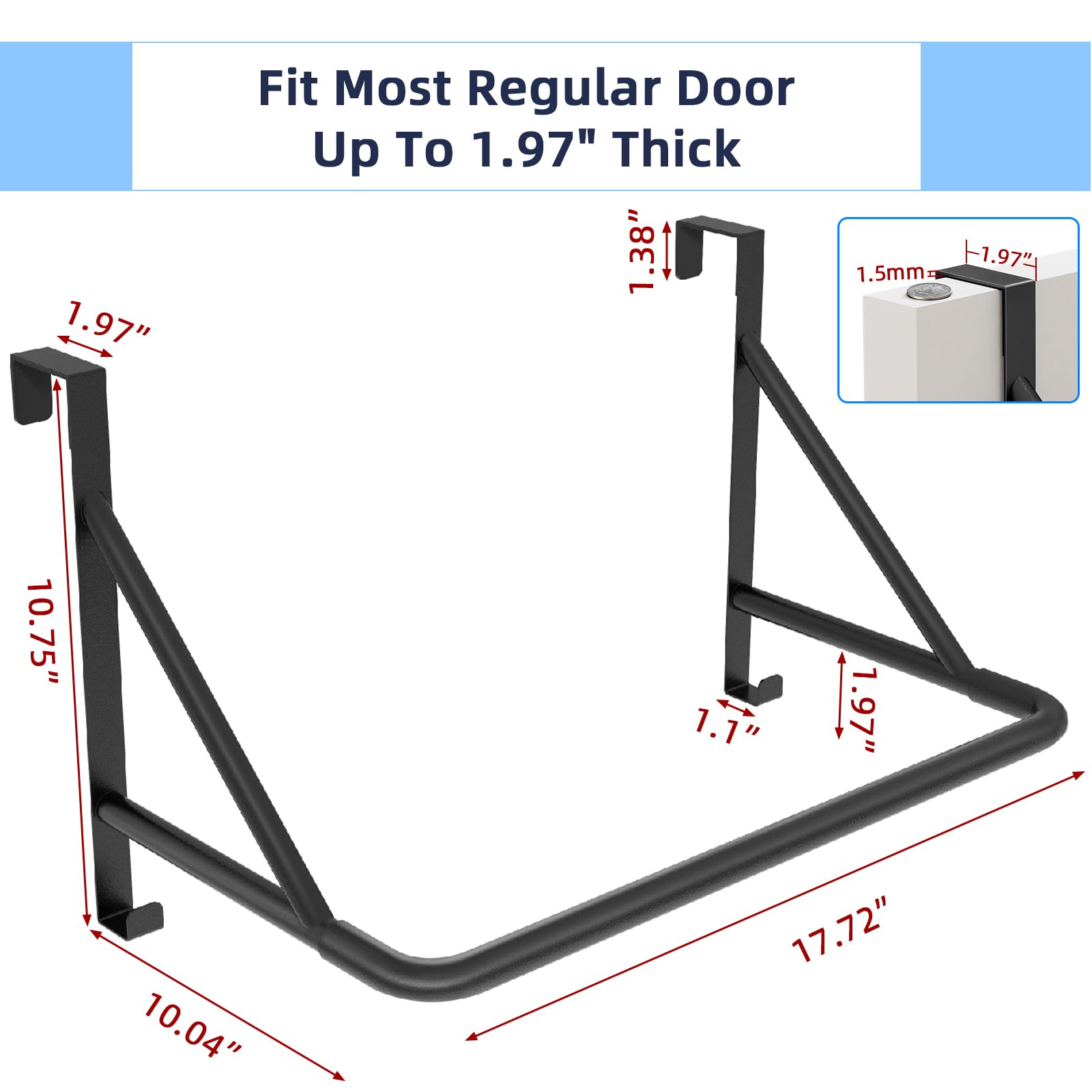 CHJgroup Percha de metal sobre la puerta, colgador de ropa de baño para colgar ropa, toallas, perchero para colgar ropa sobre la puerta, color negro