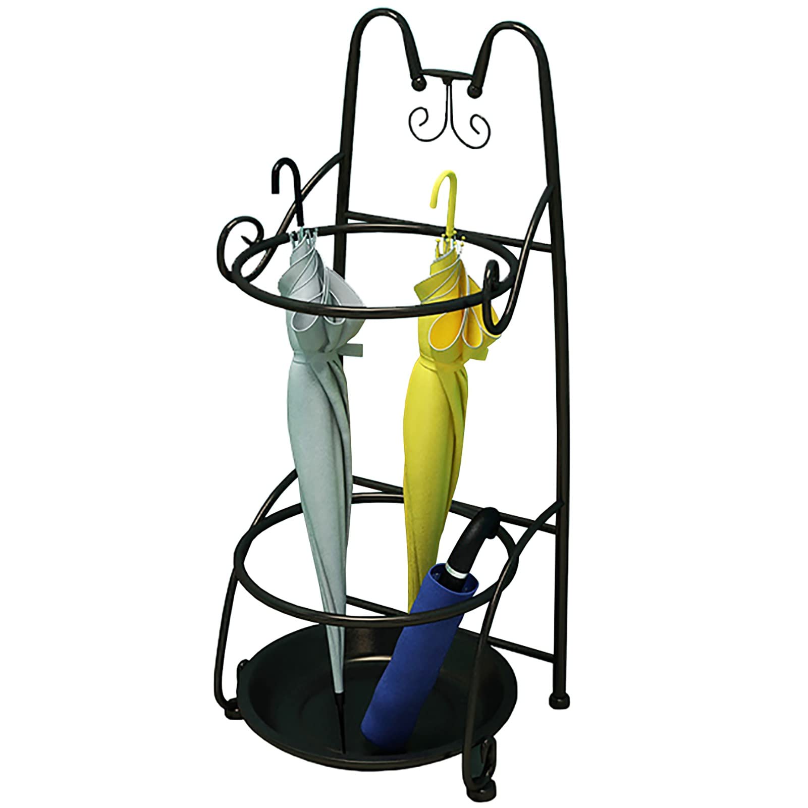 Porte-parapluies en métal avec bac d'égouttement amovible pour un sol propre