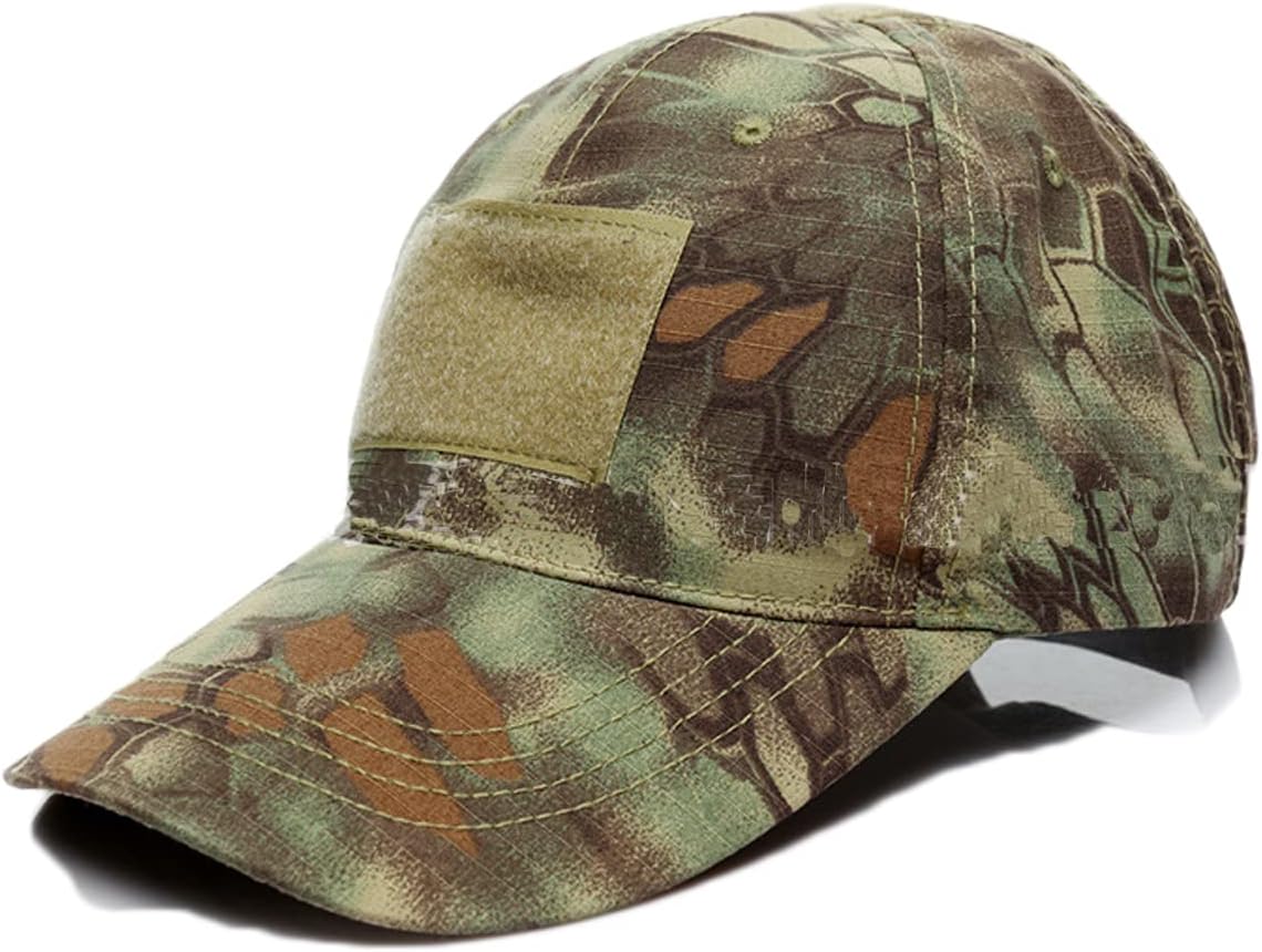 KUFORESCamo Baseball Cap with American Flag Velcro Patch Tactical Army Military Hat for Outdoor Activties