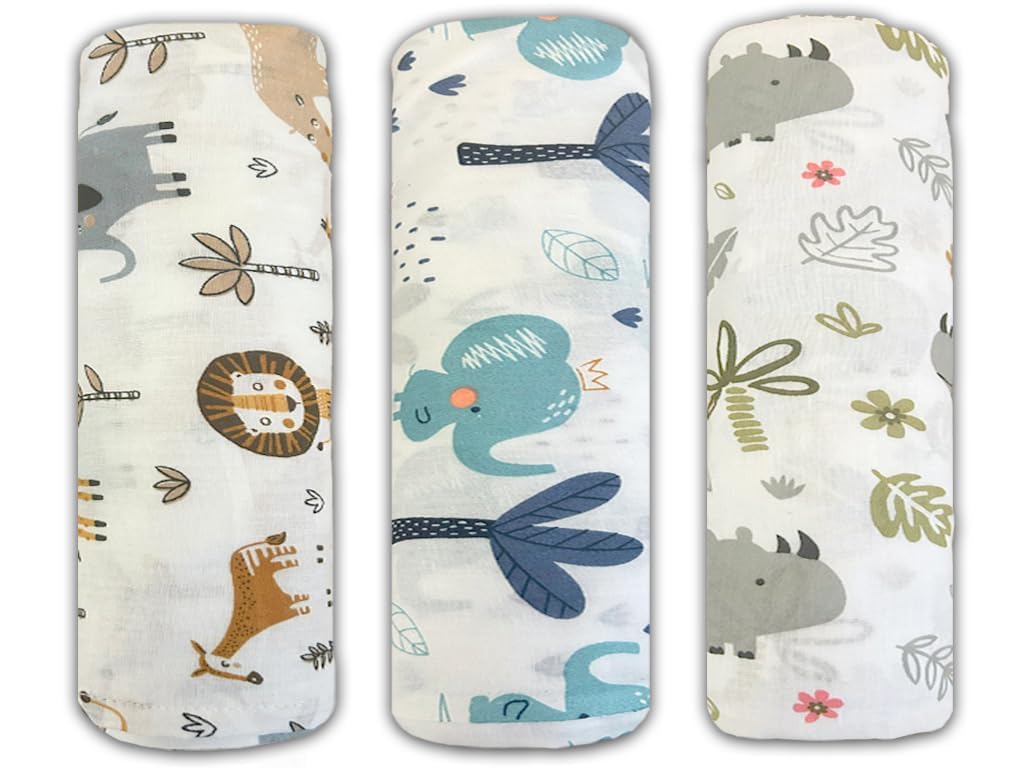 Trance Home Linen Super Soft 100% Cotton Malmal Swaddle Cloth | Newborn Baby Blanket | Large Size Thin Cotton Sheets | Swaddle Wrap (145 x 145 cm, Baby Pug) - Pack of 3