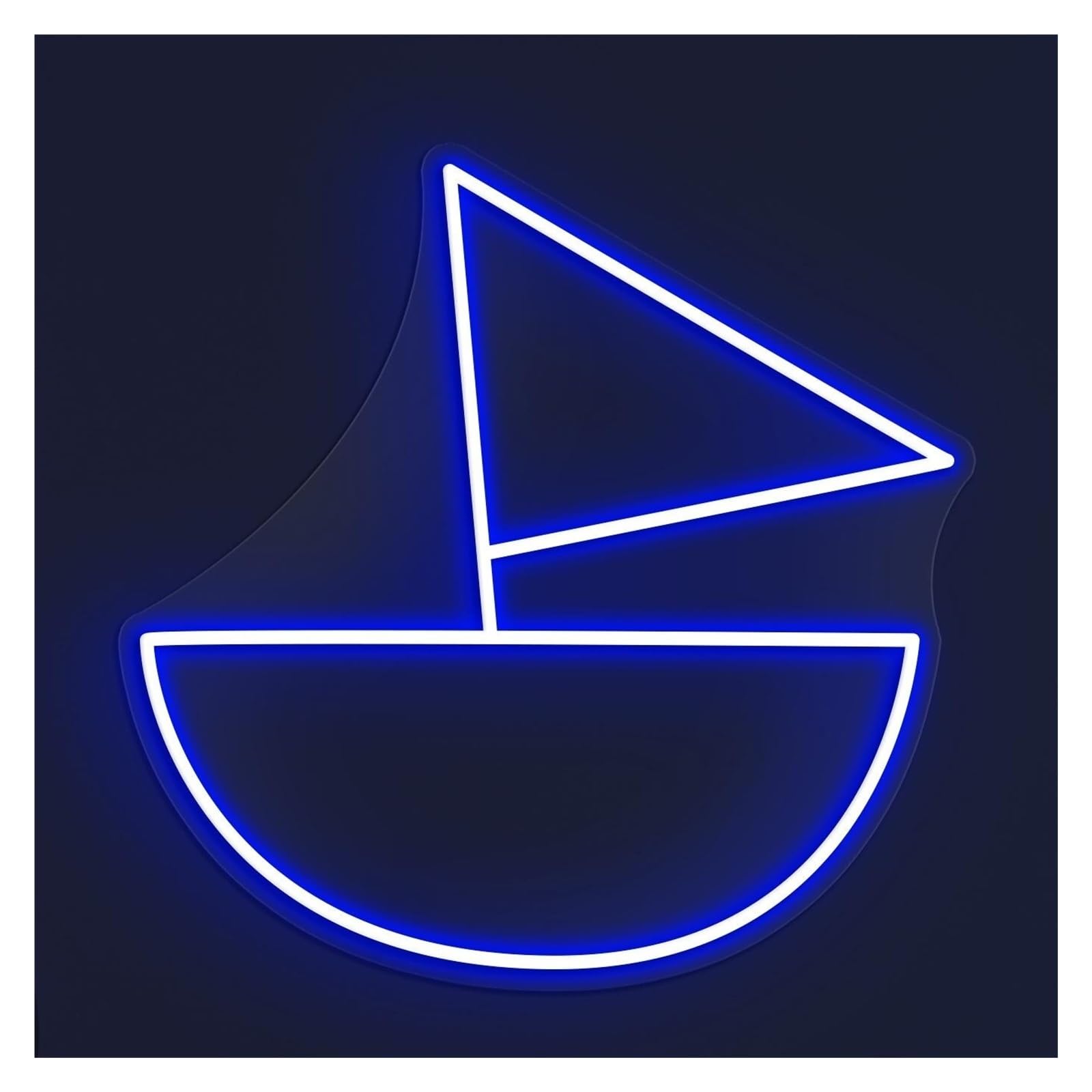 Rongch Blue Hanging Art Signs Sailboat Neon Sign Handmade, Suitable For Beach Bar Decor With Brightness Adjustable 38Cm(Blue)