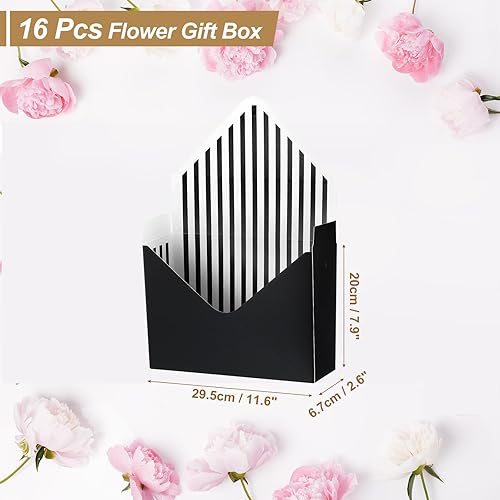 Miniatura 2 de PATIKIL Bolsas de regalo de flores de papel, 16 bolsas de regalo de flores de ramo de papel con asa, pequeña caja plegable de mano para floristería,