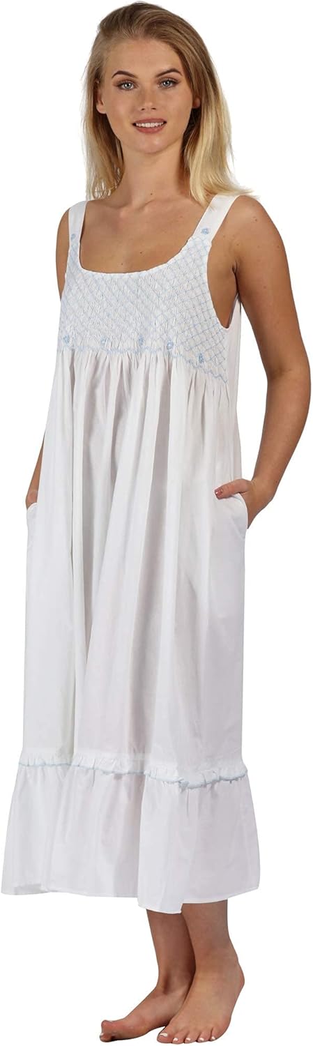 All cotton sleeveless nightgown Clearance
