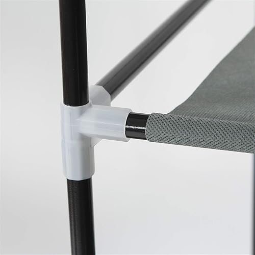 Vista 93 de 67" Portable Wardrobe Closet, Wardrobe Closet for Hanging Clothes with 2 Hanging Rods, 12 Clothes Storage Organizer Shelves, Non-Woven Fabric Grey