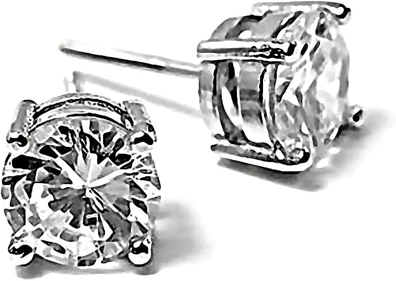 1000 JewelsCandi: 6mm, 1.5ct Brilliant Cut Ice on Fire CZ Screw-Back Stud Earrings 925 Sterling Silver, 3120A