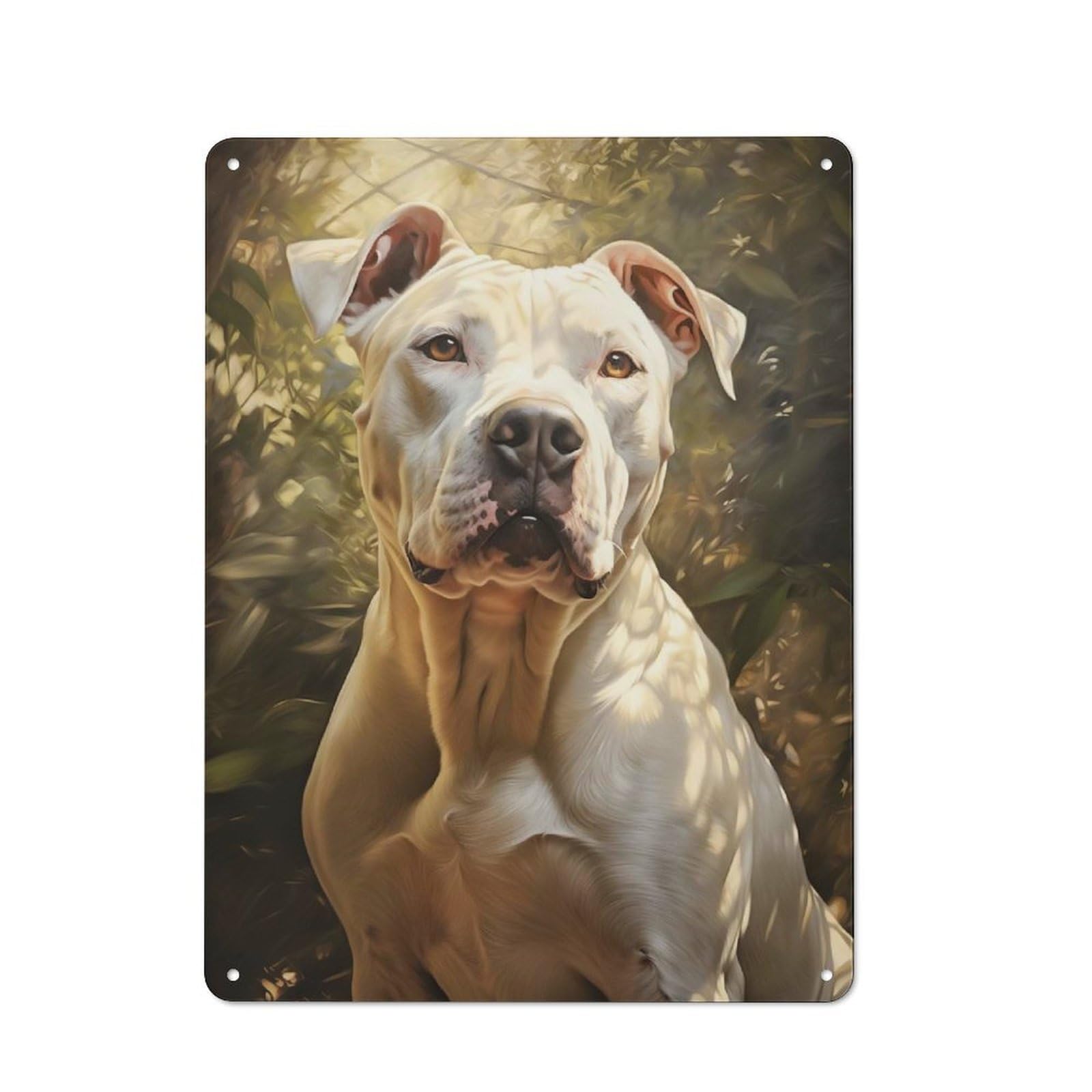 Junmoney Style-8 Vintage Metal Sign With Dogo Argentino Design 40X30cm, Retro Room Wall Plaque For Home, Shop, Pub Or Studio Wall