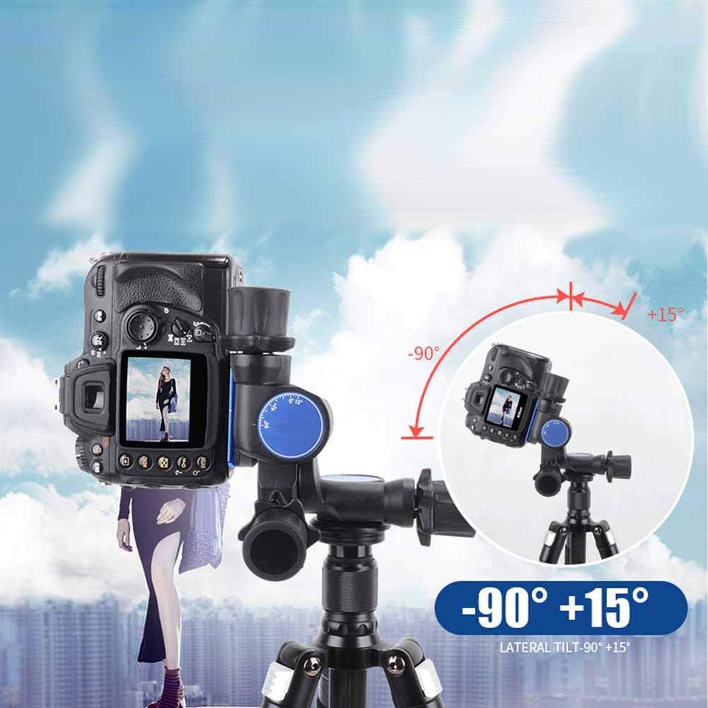 GD3WH Junior 3-Way Geared Tripod Head for DSLR Camera - Black Aluminum Alloy with PU70 Quick Release, 360掳 Panoramic Multi-Angle Adjustment