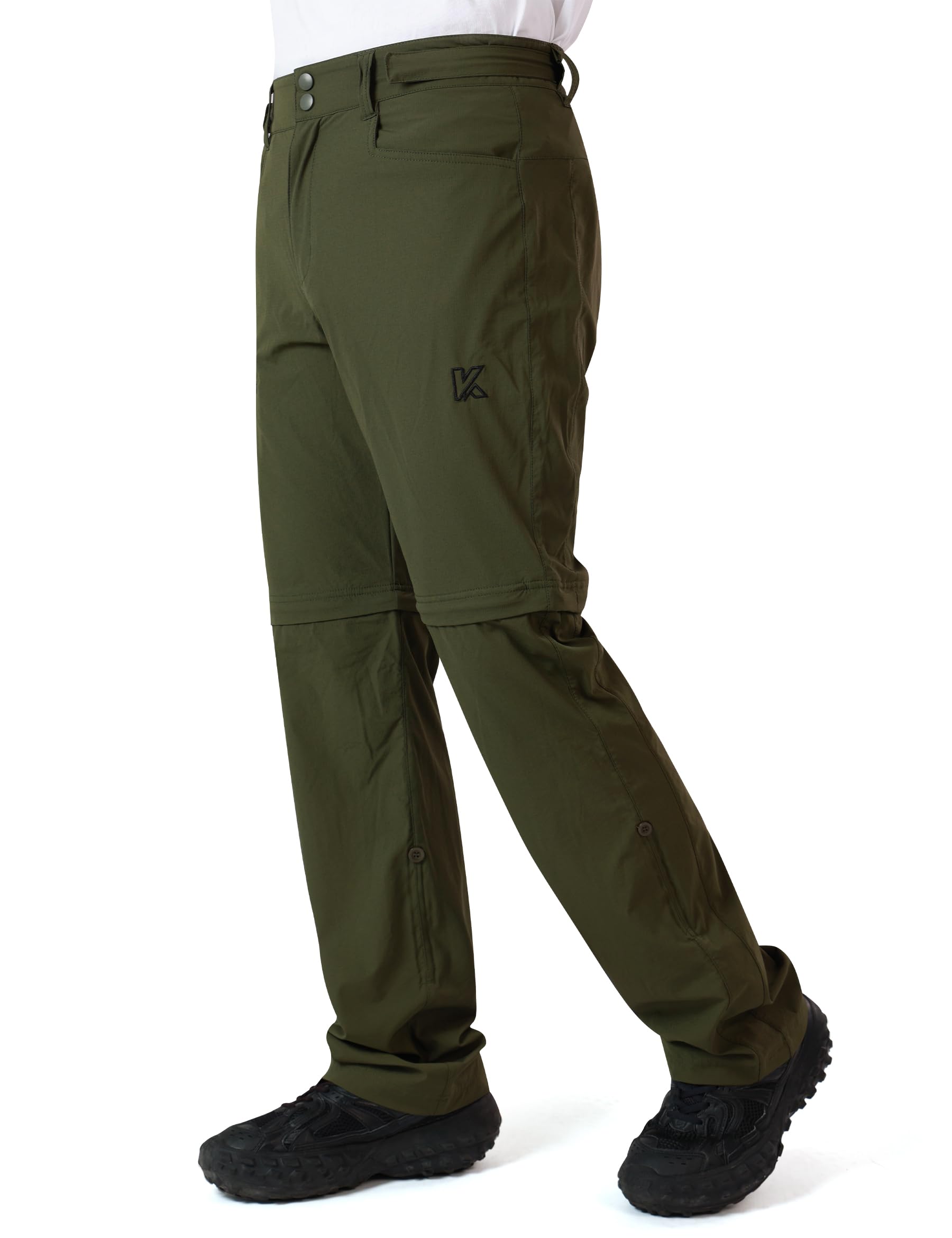 KUTOOK Pantalon d'Extérieur Amovible pour Homme Anti-Vent avec 4 Grands Poches, Pantalon de Trekking Imperméable pour Randonnée, Pêche et Course KLP703