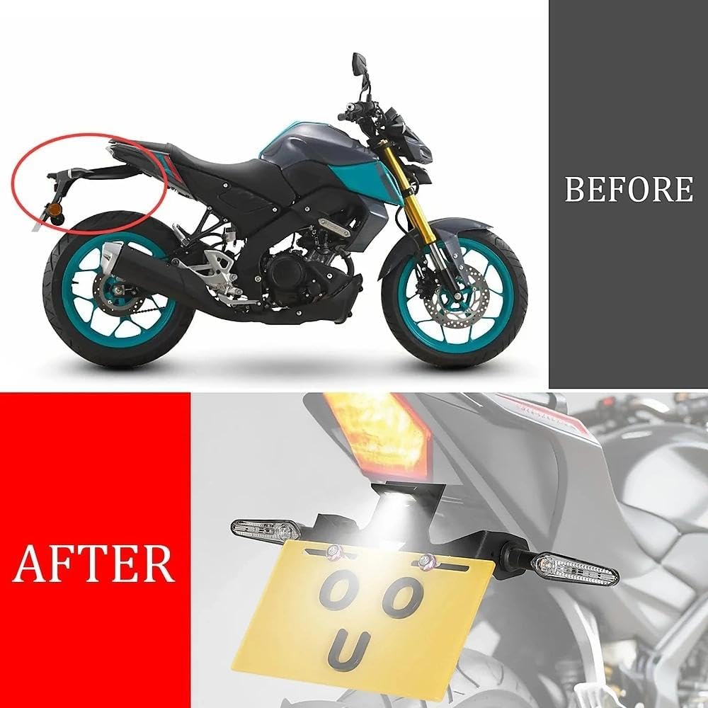 MT15 Fender Eliminator LED Turn Signal Lights Kit Compatible With 2018-2025 MT-15 YZF-R15 V3 Rear Tail Tidy License Plate Holder Bracket With LED Light