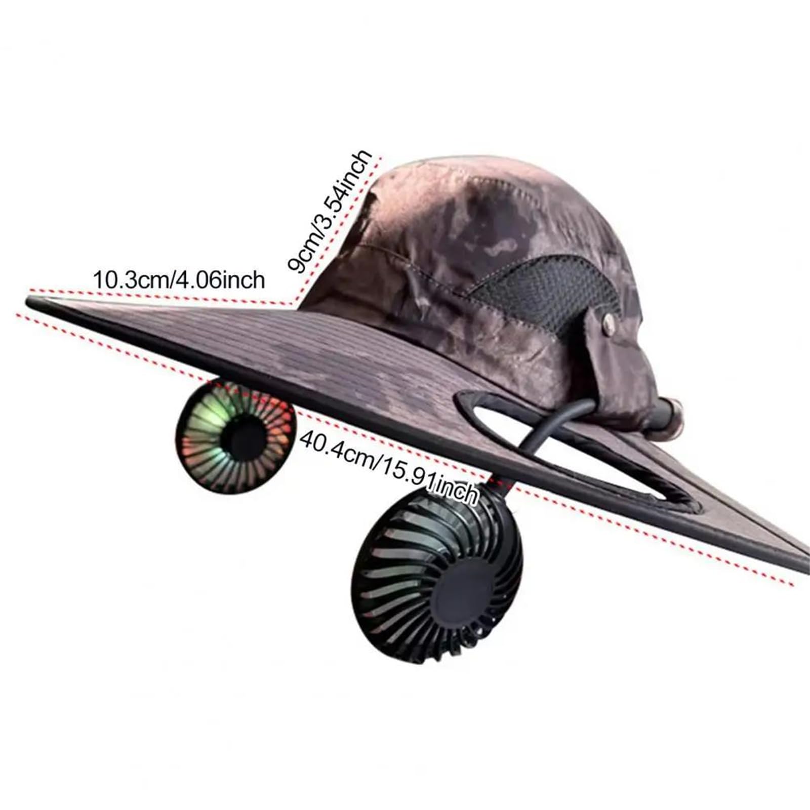 Cappello sole "bucket" con doppia ventola – cappello refrigerante 2 in 1 | con ventole rimovibili, pale luminescenti al buio, velocità regolabile e cappello da sole a tesa larga
