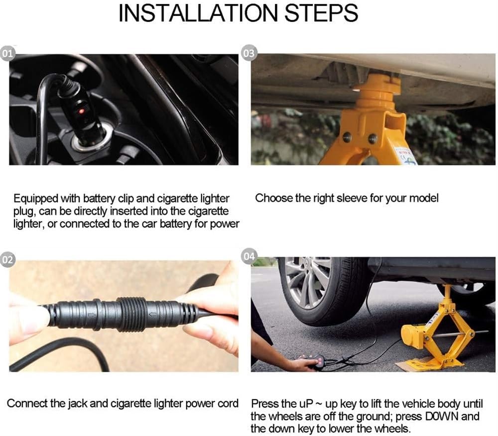 Kit cric Elettrico per Auto, cric Elettrico per Auto, cric Elettrico per Auto 12v CC, cric da Pavimento, Chiave elettrica 12v Coppia 480n.m, con Pompa dell'Aria