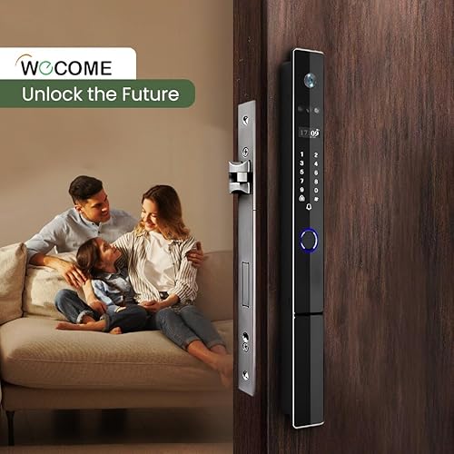 Miniatura 4 de wecome Cerradura de puerta inteligente con reconocimiento facial 3D, cerraduras de puerta WiFi con cámara, timbre de video, huellas dactilares,