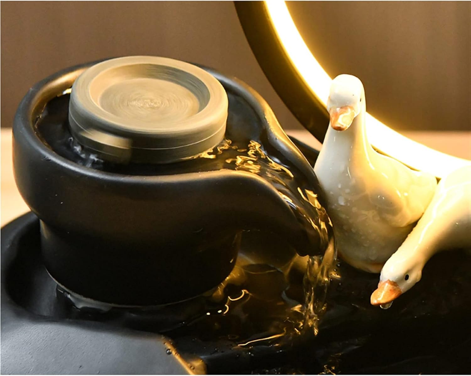 Fountain Tabletop Indoor Tabletop Fountains Indoor Tabletop Zen Fountain with LED Light Living Room Desktop Chinese Lucky Fountain for Living Room Office Decoration Meditation Fountain