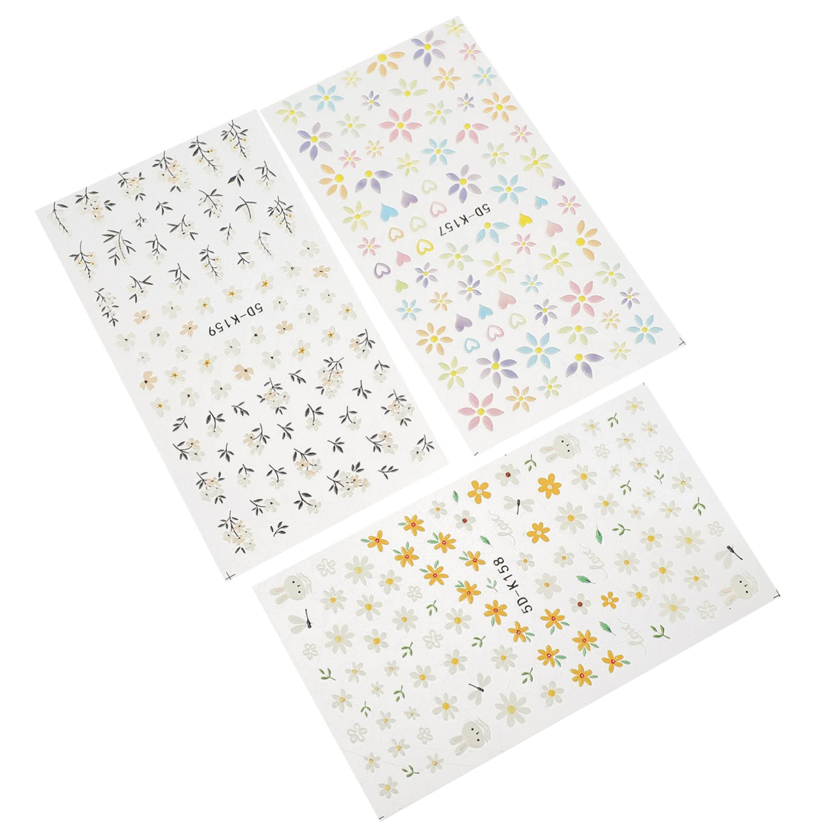 PACKOVE 12pezzi Nail Art Stickers Con Motivi Floreali Adesivi Decorativi Per Unghie Rilievo Perfetti Per Manicure e Occasioni Speciali