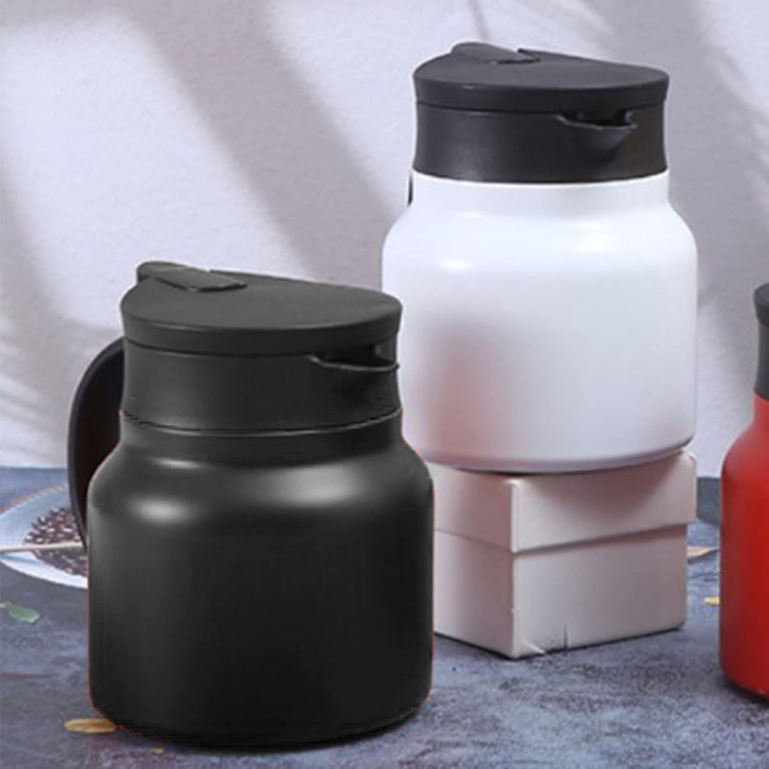 Coffee Carafes For Keeping Hot, Coffee Carafe Insulated, Thermal Coffee Carafe Tea Pot, Stainless Steel Vacuum Insulated Coffee Tea Dispenser Tea Water Separation with Removable Tea Infuser (Black)