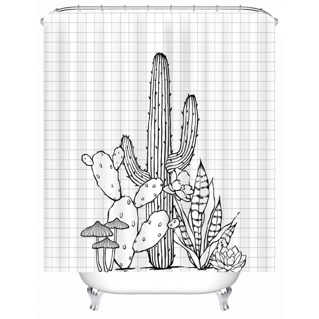 Rideau De Douche, Usine De Cactus De Rideau De Douche en Tissu De Polyester De Modèle d'impression De Motif d'impression Numérique 3D
