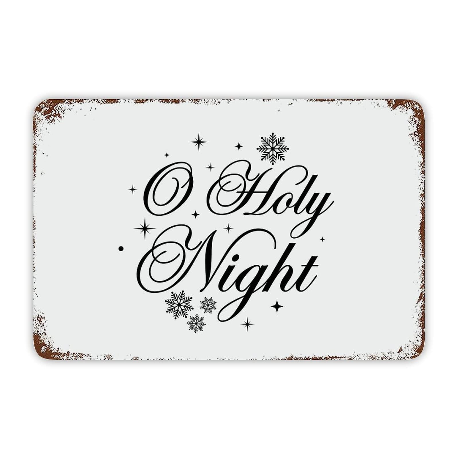 ENEDNATE Christmas Metal Sign,O Holy Night Vintage Farmhouse Decorative Aluminum Tin Metal Signs with Saying for Living Room Bedroom Home Decor Print Poster Wall Art 8x12 Inch